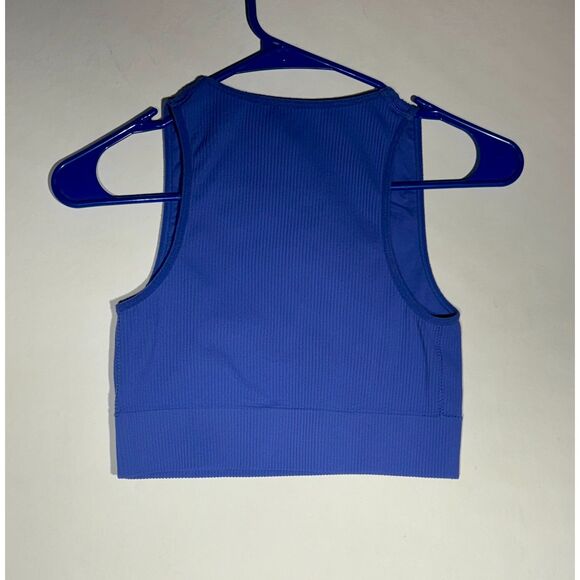 Garage Blue Ribbed V Neck Cropped Tank Top Size P/S Stretch Knit Bralette - Picture 4 of 4